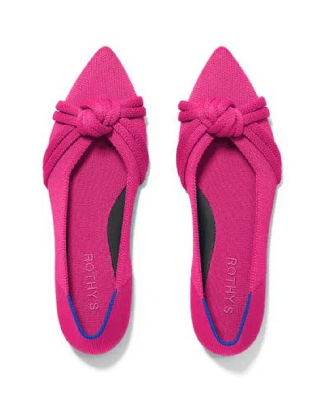 Rothy's Knot Point Pointed Flat in Bright Pink